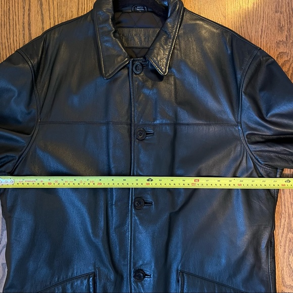 Black Leather Kenneth Cole Lined Coat Mens Size Large - Picture 10 of 15